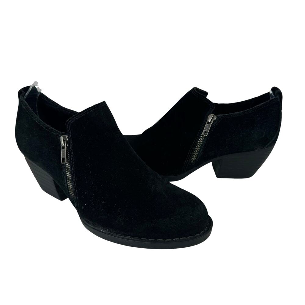 Born Black Suede Leather Double Side Zip Round Toe Short Ankle Boots Booties